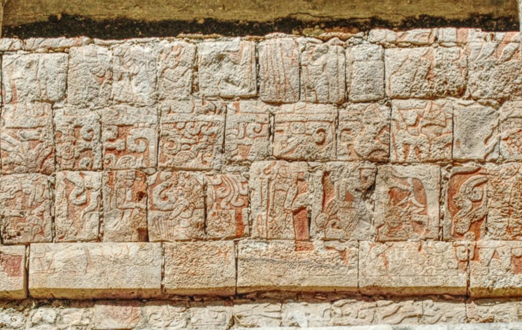Wall of The Temple of the Bearded Man in Chichen Itza