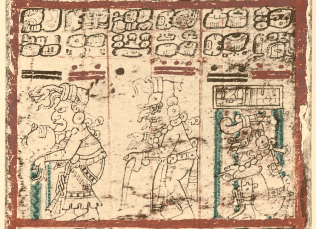 Representación de la diosa Ixchel en el lado izquierdo.