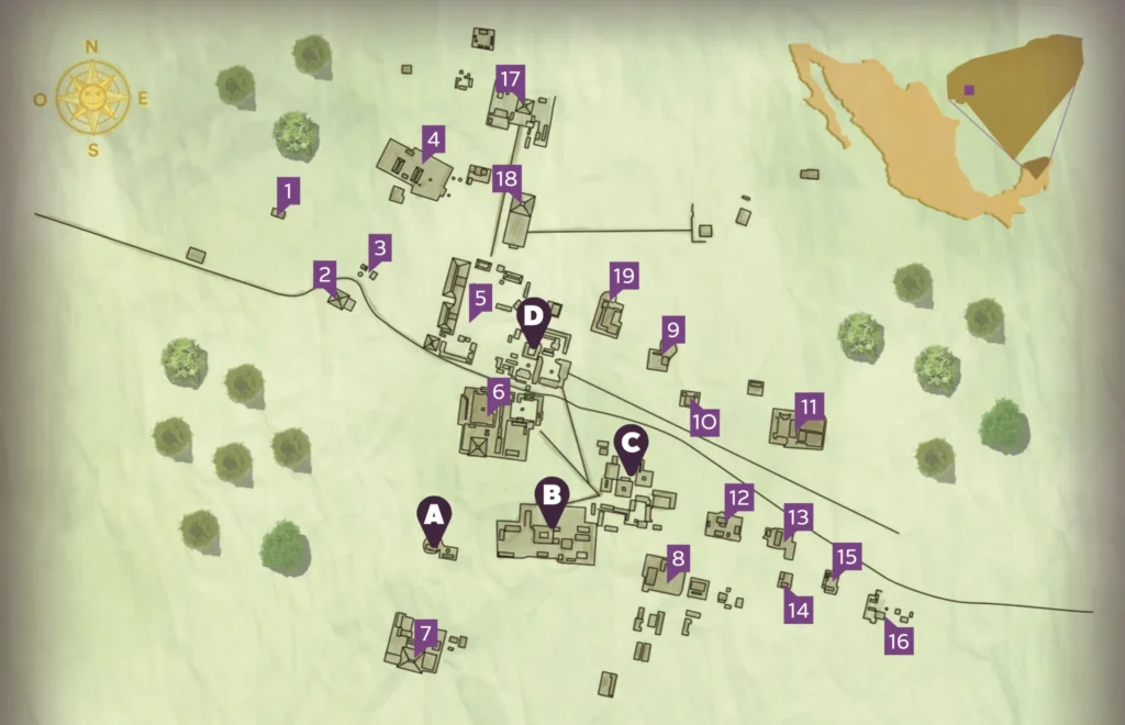 Oxkintok archaeological site map