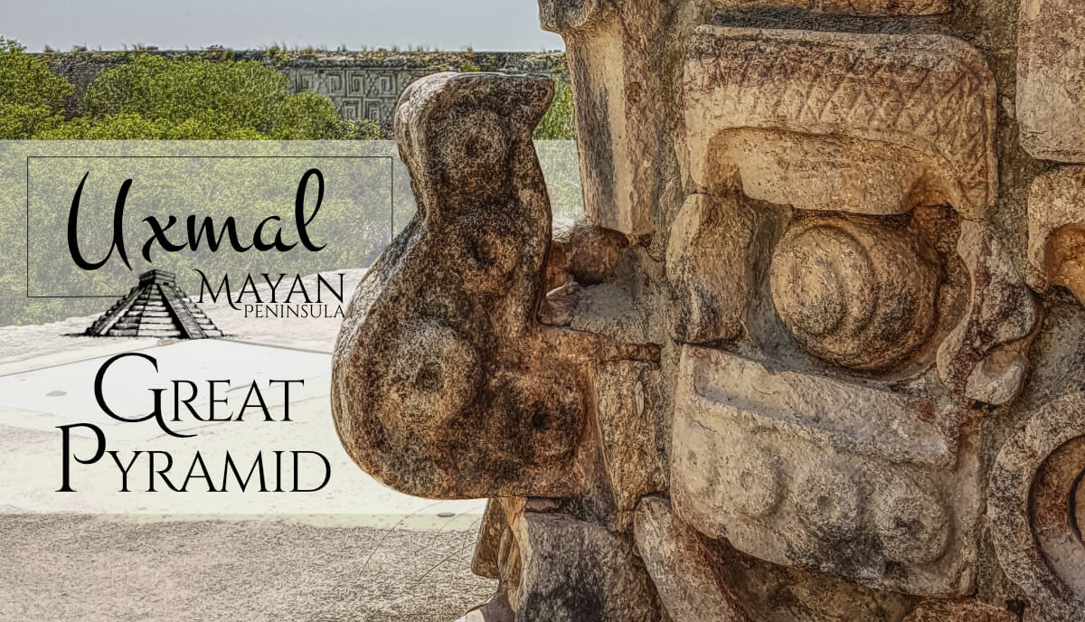 Chac mask of the Great Pyramid in Uxmal